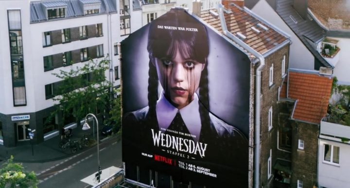 Netflix Wednesday Cologne crying mural